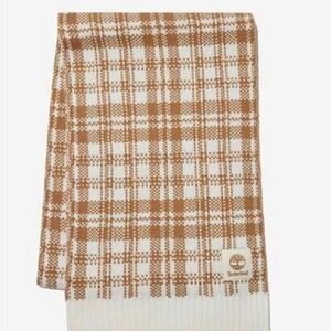 NEW Timberland Buffalo Plaid Scarf Womens Plaid‎ Brown Cream Knit GIFT